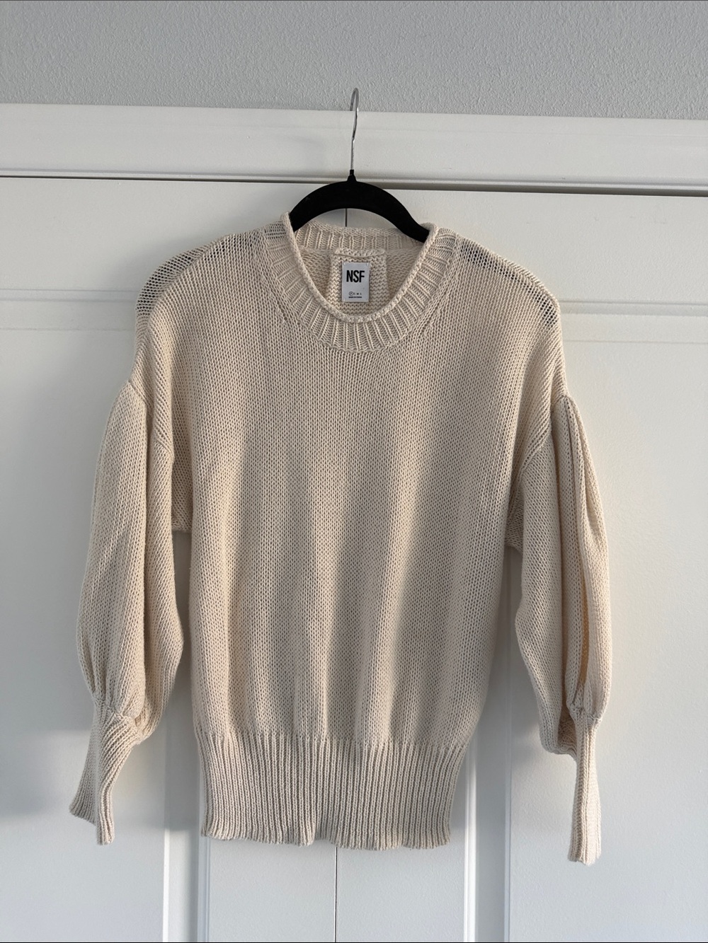 NSF Ivory Balloon Sleeve Knit Pullover- XS